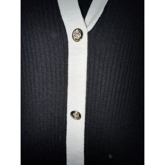 Black & White Fashion Nova Ribbed Knit Longline Sweater Dress XL Classic Buttons - Picture 4 of 7